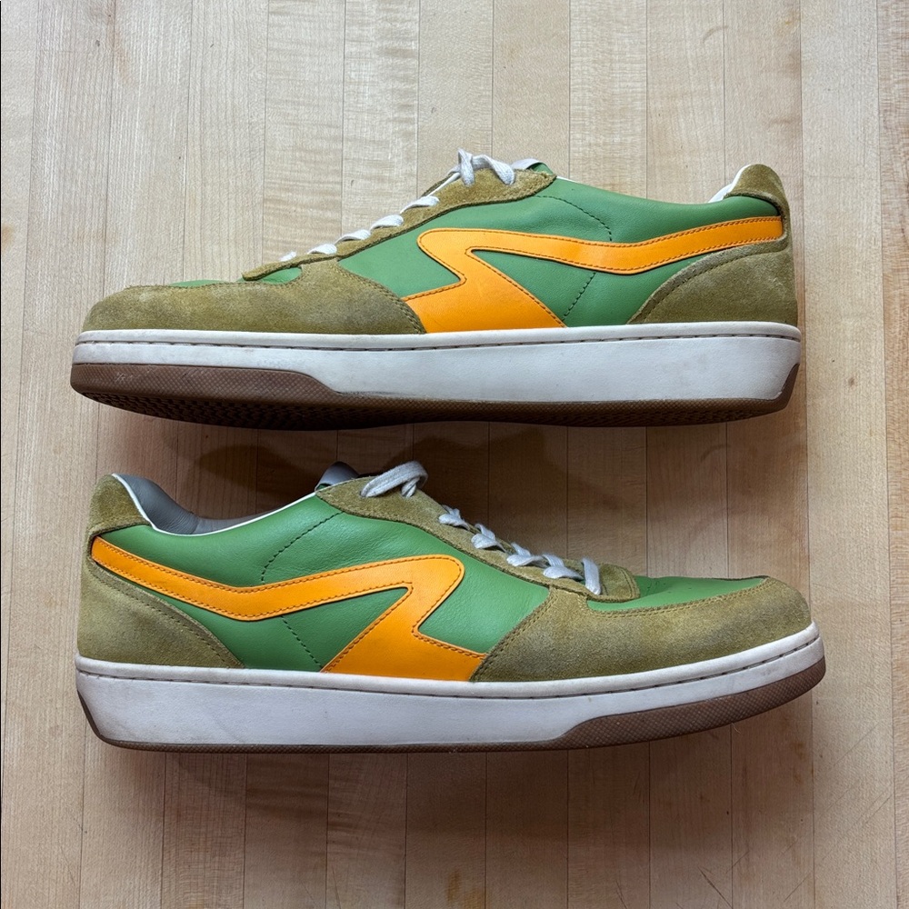 Rag & Bone Retro Court Men’s Sneaker Lime Green Yellow Size 12 Leather Suede‎